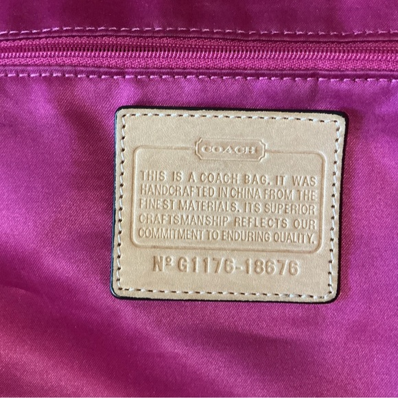 COACH Hot Pink and Tan Quilted Signature with two Hangtags Keychain - Picture 8 of 16